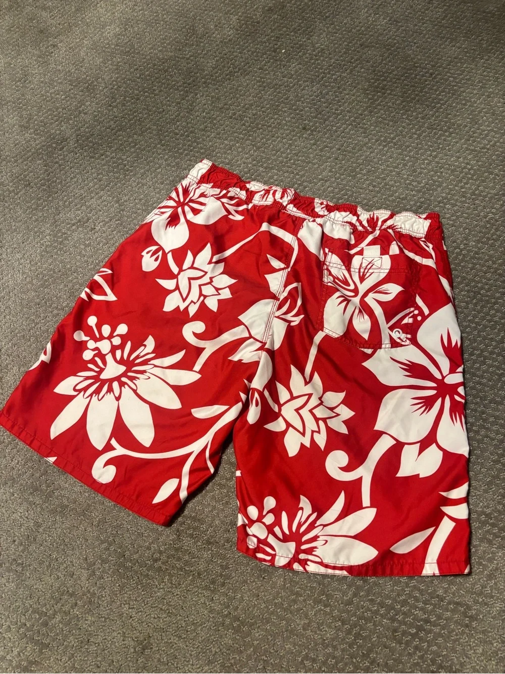Old Navy Red and White Floral Swim Trunks
